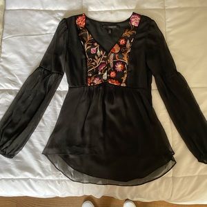 WHBM Embroidered flowy blouse